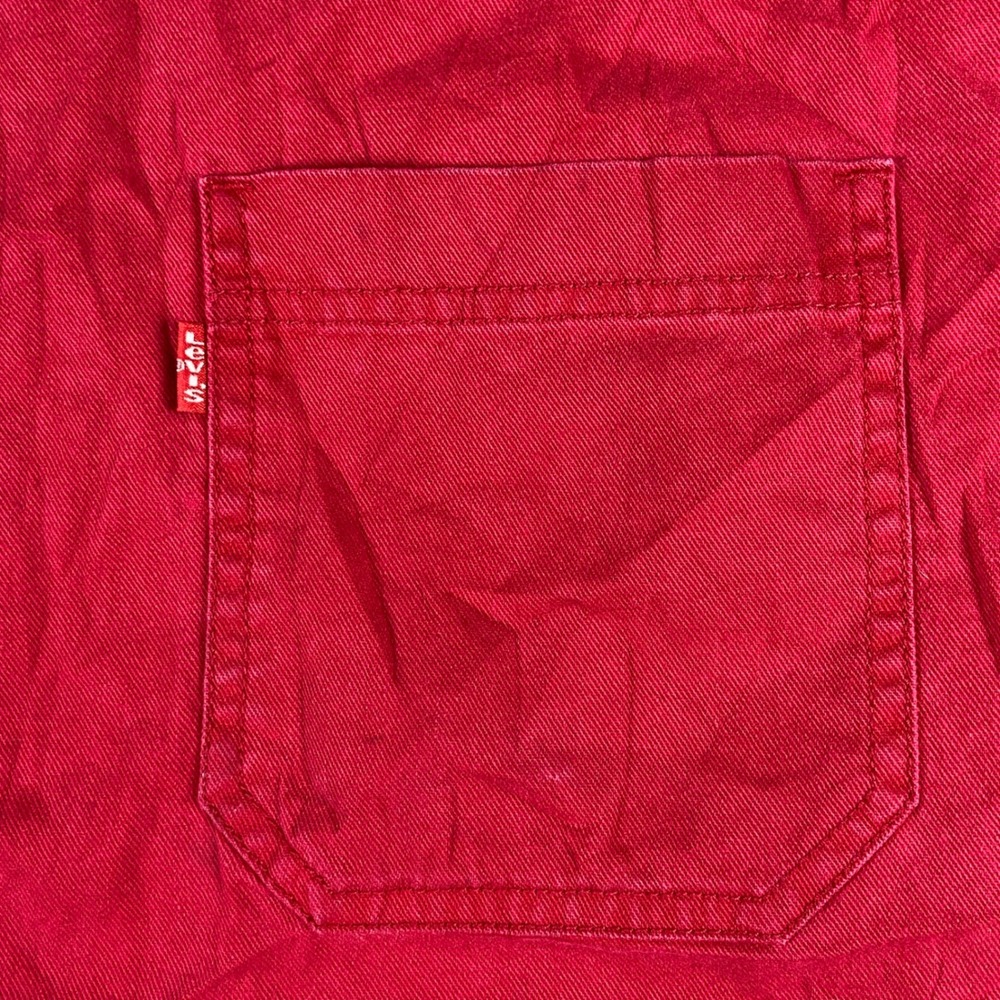 Vintage Levi's Button Down Shirt Mens Large Red Cotton Twill Long Sleeve Red Tab - Picture 5 of 12